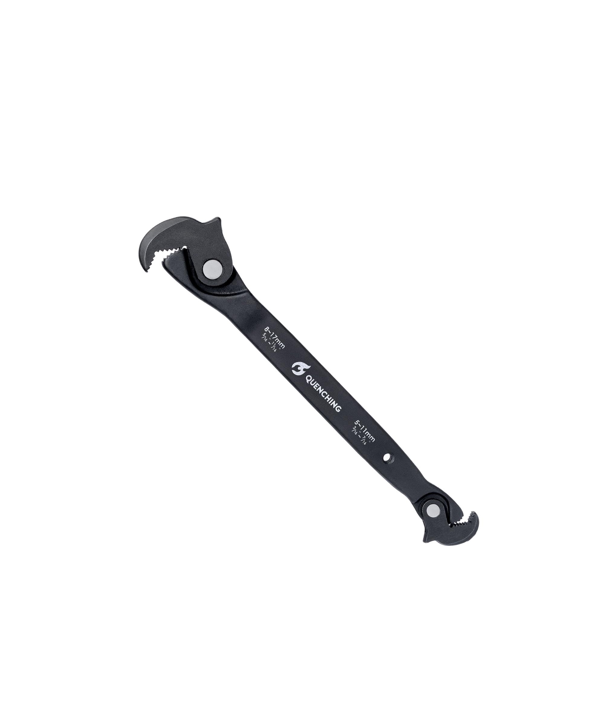 QUENCHING Self-Adjusting Dual Head Crowfoot Wrench, 3/16” -11/16”, 5-17mm, 8" length, Multi-Size Fit, Quick Adjust Tool for Home Auto Bike Repair,