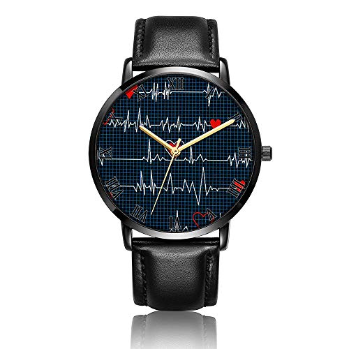 TobyFord Customized Wrist Watch, Electrocardiogram Pattern Design Analog Quartz Wrist Watch for Women