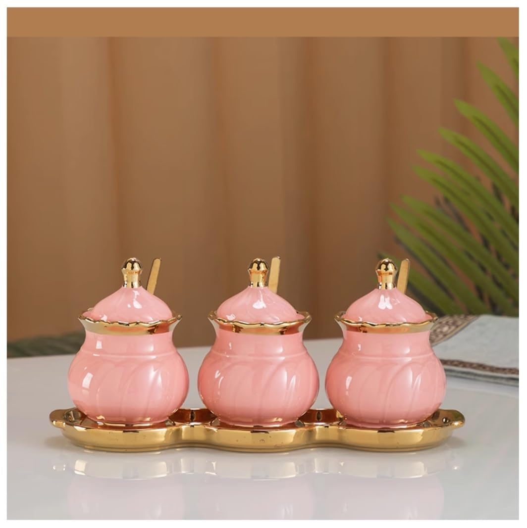 BCJMKDX Fermenter. Ceramic Condiment Jar Set With Lid Seasoning Container Pot Spice Organizer Set For Salt Pepper Sugar(G)