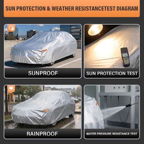 Image of Kayme Coupe Car Cover Waterproof All Weather - See Vehicle Size Chart for Accurate Fit - Outdoor Full Exterior Cover Sun Rain Snow. Mustang, Camaro, Corvette, Firebird etc. Size C4 (See Size Chart)