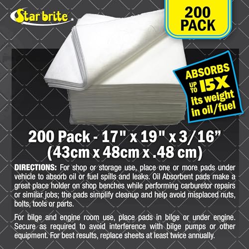 Image of STAR BRITE Bilge Oil Pads Absorbs Oil, Repels Water - 17 x 19 Heavy Weght - 5 Pack (091845)