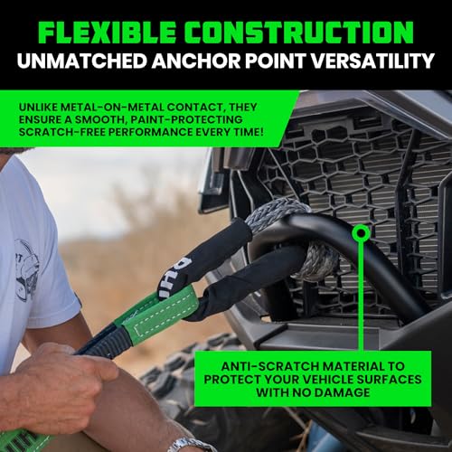 Image of Rhino USA Synthetic Soft Shackle Rope (2-Pack) - 3 /8in, 31,400lb Recovery | 3 /8in x 22in Soft Shackles, 31,400lb Min Break Strength. For Truck, UTV, ATV. Compatible with Jeep, Toyota, Ford. Gray