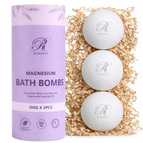 Magnesium Lavender Bath Bombs Gift Set XL Epsom Salt Bath Bombs for Muscle Recovery Stress Relief & Post-Workout Relaxation with Melatonin & Arnica Spa Gift for Women & Men Melatonin (Lavender)