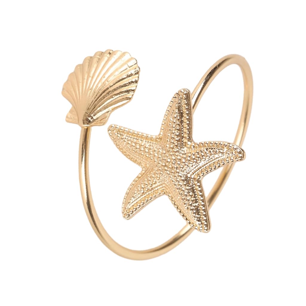 Zibuyu® Arm Cuff Jewellery for Women, Gold Bracelet for Women, Stylish Gold Bajuband Armlet, Starfish Shells Cuff for Be