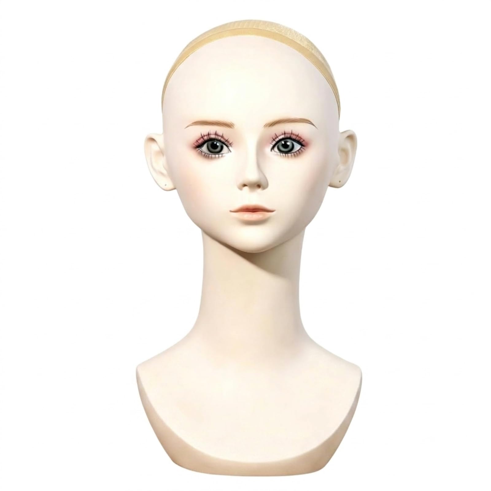 MERIGLARE Mannequin Head Display Cabeza de Maniquí Expositor Soporte Busto para Pelucas con Rostro Realista de PVC Mate con Base Estable Adecuado para