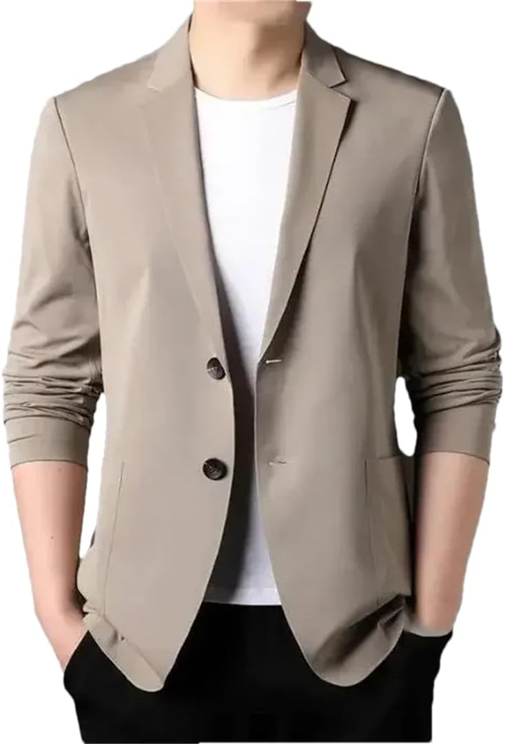 Men's Lapel Casual Suit Jacket, Light Single-Button Business Blazer