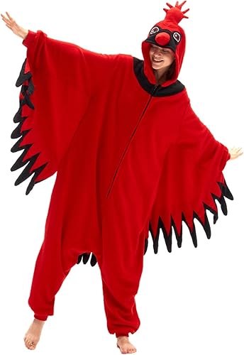 Vista 3 de vavalad Cardinal Costume, Adult Animal Onesie with Wings, Funny Costumes for Women, Couple Costumes