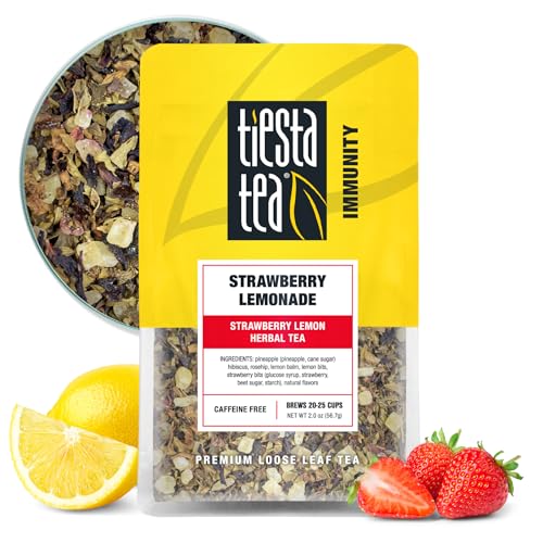 Image of Tiesta Tea - Strawberry Lemonade, Loose Leaf, Strawberry Lemon Herbal Tea, Premium Non-Caffeinated Fruit Blend, Make Hot or Iced & Brews Up to 25 Cups, 2 Ounce Resealable Pouch