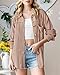 PRETTYGARDEN Women's Button Down Shirts 2025 Fall Long Sleeve Textured Stripe Tops Oversized Shacket Jacket Knit Blouses(Khaki,Medium)