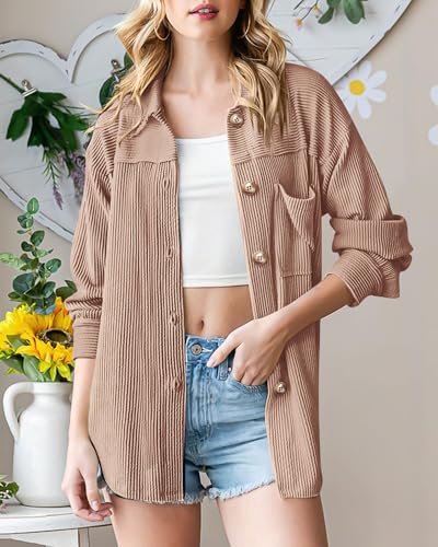 Image of PRETTYGARDEN Women's Textured Oversized Button Down Shirts