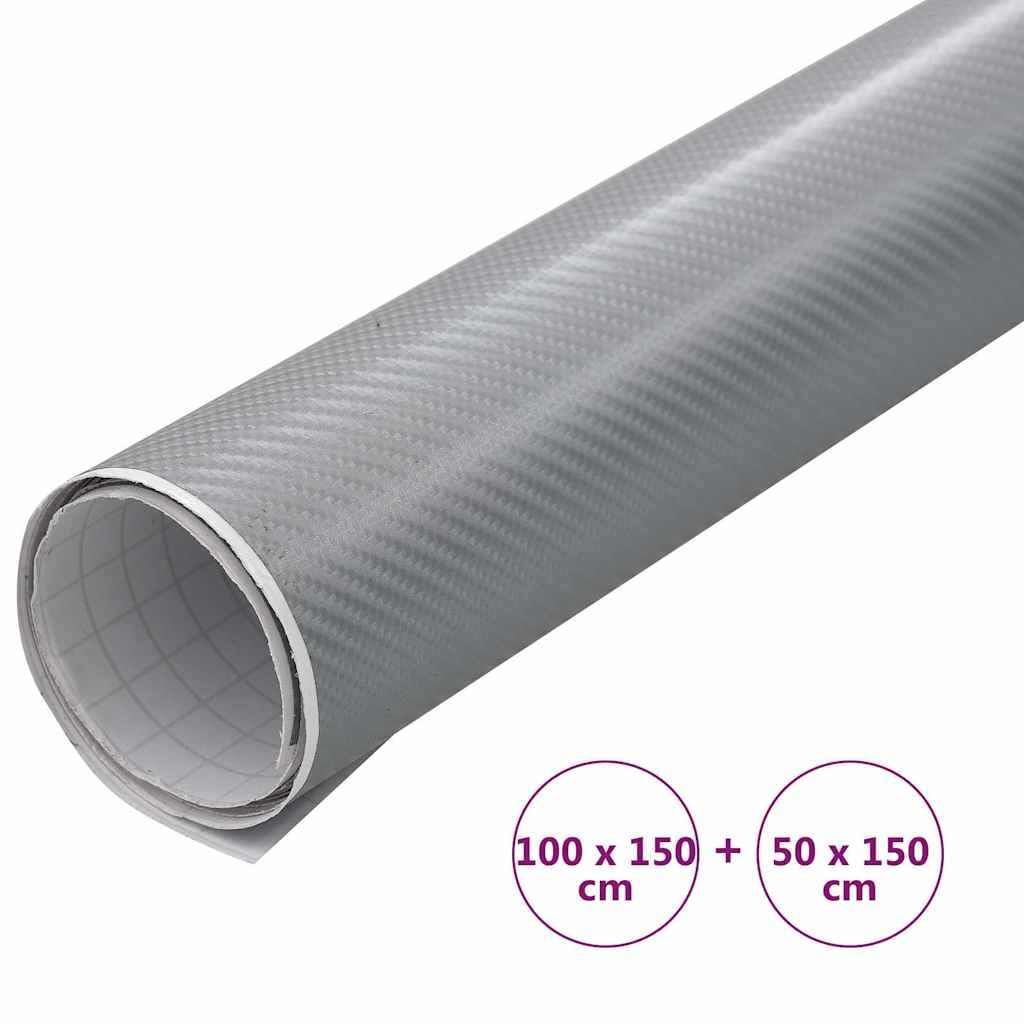 Folie samochodowe 4D srebrne samoprzylepne PCW 100 x 150 cm i 50 x 150 cm z kanałami powietrznymi, bez pęcherzyków powietrza, do barwienia Carwrap, folia ochronna do lakieru i folia