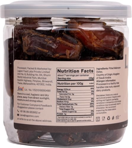 Image of Lagom Mabroom Seedless Dates 200g | Premium Pitted Saudi Khajoor | Firm, Chewy Texture with Rich Caramel Taste | No Added Sugar, No Preservatives | Vegan, Gluten Free, Non-GMO