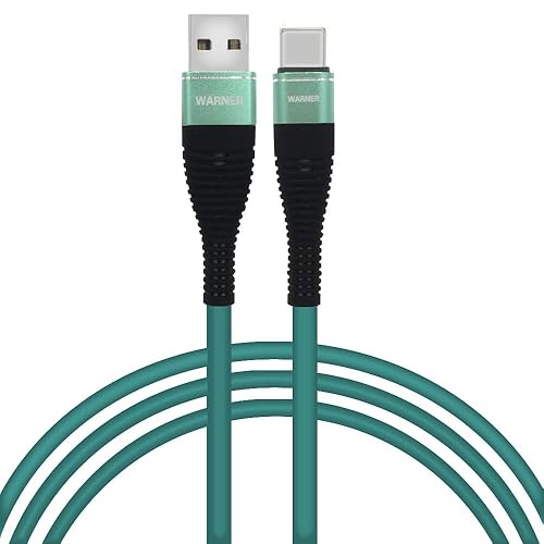 Cable de carga rápida USB tipo C de 10 pies, cable de sincronización de datos, compatible con dispositivos de teléfonos inteligentes (verde)