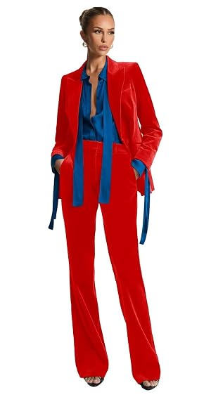Velvet Suits for Women 2 Piece Peak Lapel Womens Suit Winter Elegant Women Suits 2 Piece Set for