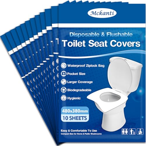 Mckanti Toilet Seat Covers Disposable - 120 Pack XL Flushable Paper Toilet Seat Covers for Adults Kids Potty Training, Biodegradable Travel Essential Accessories for Public Restrooms Airplane Camping