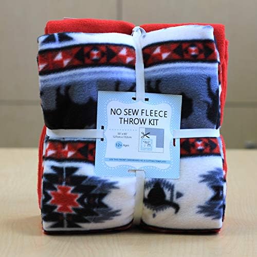Buffalo Tribal Anti-Pill Premium No-Sew Throw Fleece Fabric Kit (50x60)