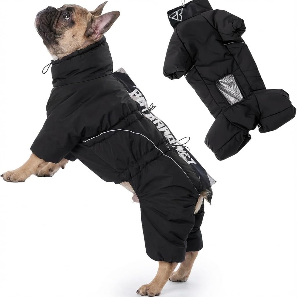 Dog Snowsuit for Medium Breed 3XL (Chest 23.62in Back 17.7in), Insulated Full Body Winter Dog Suit with Legs, Water-Resistant Windproof Reflective, 2-Way Back Zipper, Harness Opening