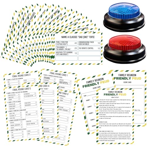 IIDEA Family Friendly Feud Card Game with 2 Answer Buzzers Family Game Night Funny Trivia Quiz for Holiday Gathering Party Office Class Groups Team Building