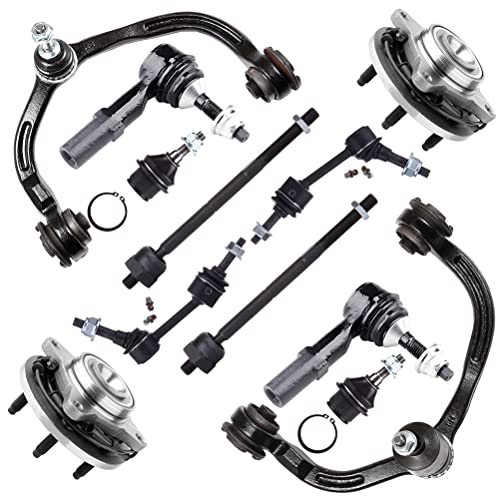 12-PC SET Suspension Kit fit 2003-2004 for Ford Expedition for Lincoln Navigator Front Upper Control Arm and Ball Joint Lower Ball Joint Outer Inner Tie Rod End Sway Bar Link Wheel Hub Bearing