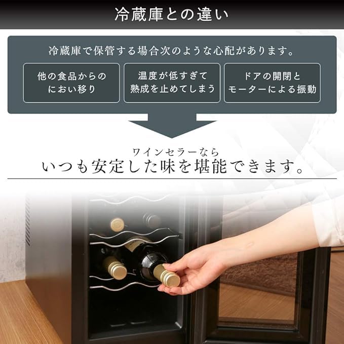 Amazon.co.jp: ワインセラー 8本収納 25L 8~18℃ ペルチェ式 庫内LED
