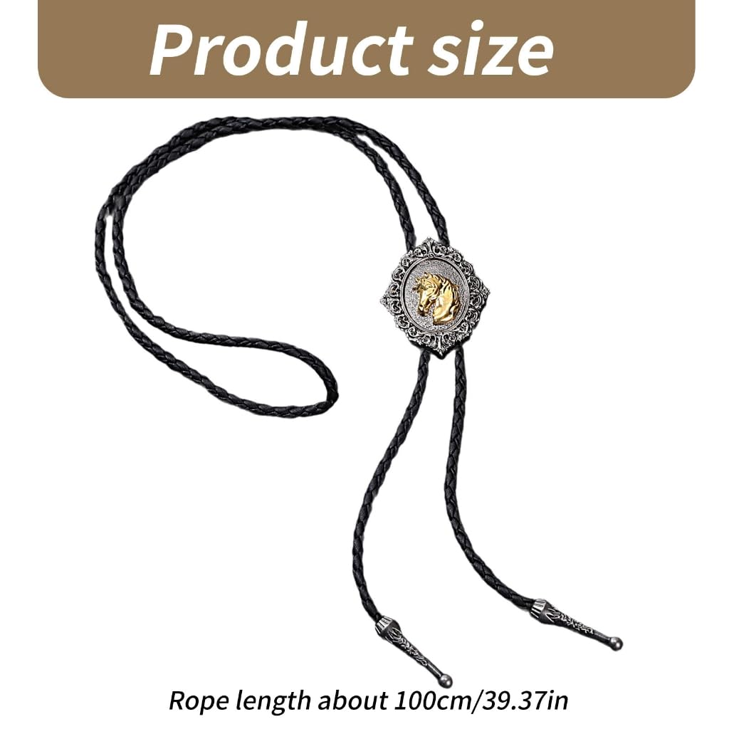 Cravatte da Cowboy, Collana con Ciondolo Forma di Distintivo Mucca e Cavallo