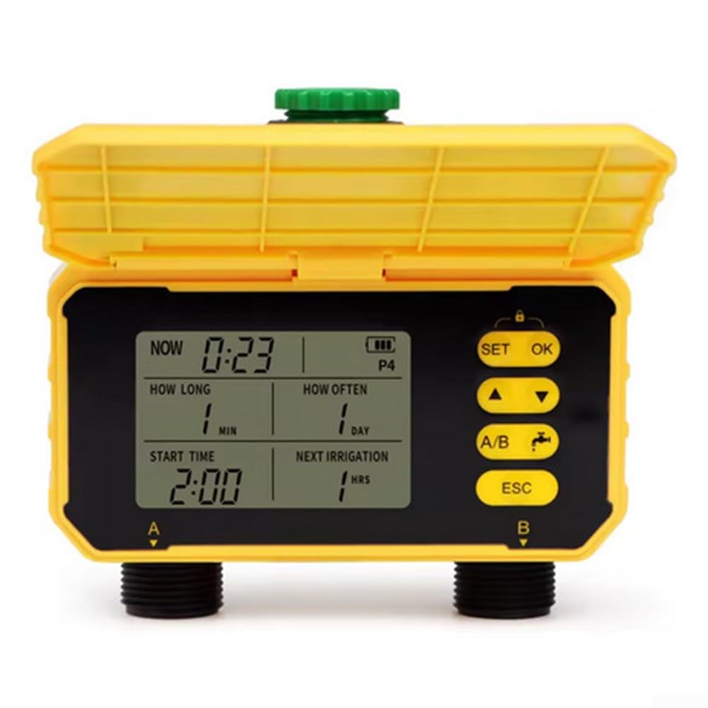 Timer sostenibile per irrigazione da giardino con 12 prese a energia solare, include funzionalità di rilevamento intelligente della pioggia (2 uscite)