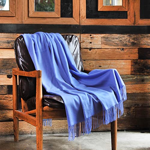 Cuddle Dreams Premium Cashmere Throw Blanket With Fringe, Luxuriously Soft (Porcelain Blue) #TOP3