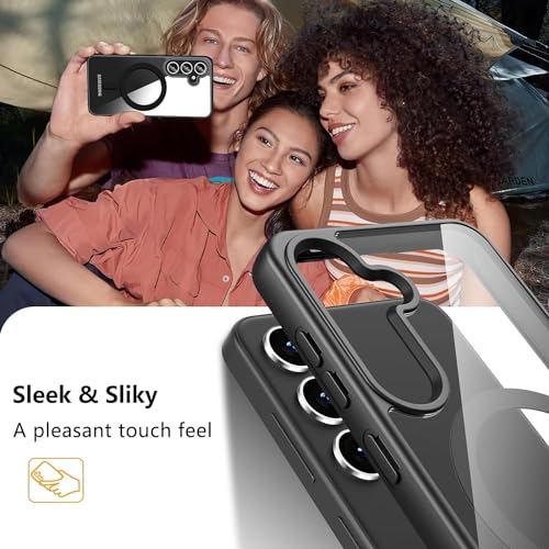 Image of DIZORO Compatible Samsung Galaxy A35 5g Case,Compatible with MagSafe, Non Yellow Military-Grade Drop Protection & Hard PC Back Cover Slim Transparent Anti-Scratch Shockproof Phone Case - Black