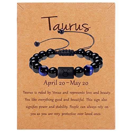 Zodiac Mens Bracelet Protection Bracelet Men Black Onyx Stone Constellation