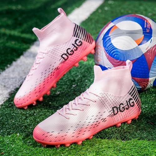 Image of Youth Soccer Cleats Mens Training Football Cleats Lightweight Womens High-top Soccer Shoes AG, Tacos de Futbol para Hombre