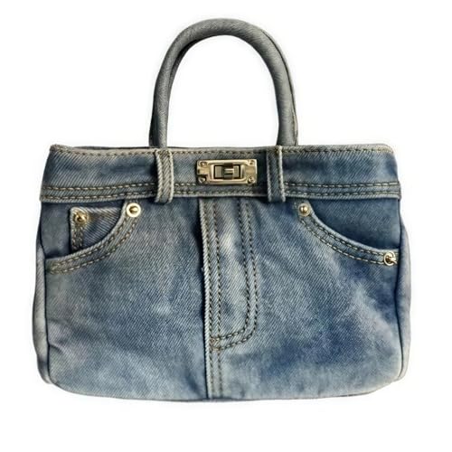 Denim Crossbody Bag for Women, Classic Blue Jean Shoulder Handbag Trendy Top Handle Purse Lightweight Shopper Satchel