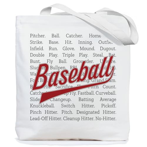 Chicimln Retro Trendy Baseball Tote Bag Gifts for Baseball Lovers Players Fans Coaches Canvas Tote Bags Sports Lover Gifts Reusable Grocery Shopping Bags