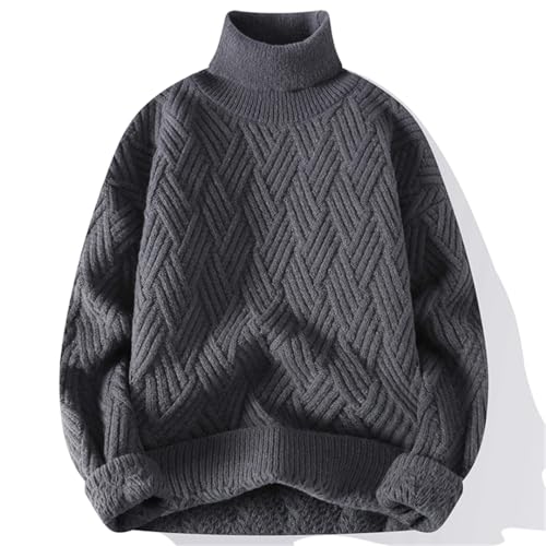 Men High Neck Sweater Loose Long Sleeves Casual Pullove Winter Thick Warm Jumper Tops4