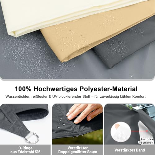 LOVE STORY Sonnensegel Dreieckig 3x3x3m Wasserdicht Segeltuch Sonnenschutz Windschutz PES mit 95% UV-Schutz für Balkon, Garten, Terrasse (Anthrazit)