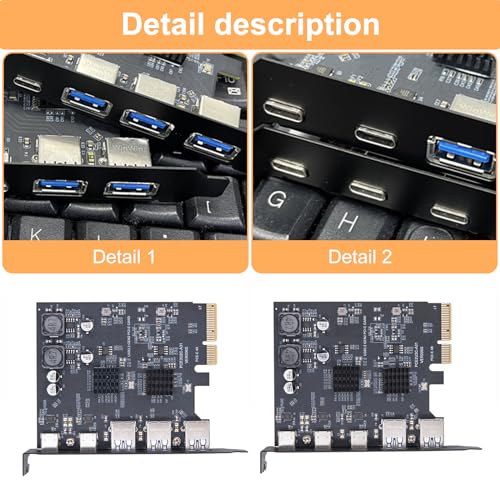 Tarjeta de expansión PCIExpress de 5 puertos a USB 3.0 con chip ASM3142 interno 5