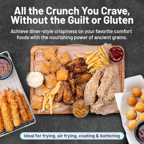 Image of Gluvana Gluten-Free Flour for Frying & Air Frying, Extra Crispy Coating & Batter Mix, Ancient Grain Amaranth & Quinoa GF Flour, Nut-Free, Soy-Free, Dairy-Free, GFCO Certified, Star-K Kosher, 16 oz