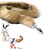 17 Inches Furry Plush Silicone Suction Cup Realistic Classic Metal Simulation Fox Tail Beginner Plug Kit Double Headed (Yellow) Suitable for Male and Female Games - tXfQx28-13