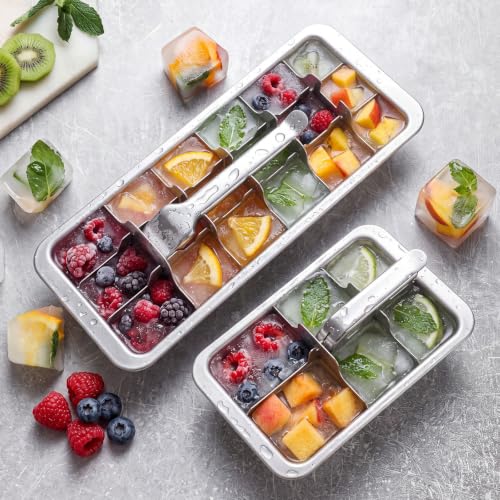OBreezify 2 Set Stainless Steel Ice Cube Trays with Lever, Metal Ice Trays by OBreezify - Used condition - Image 4