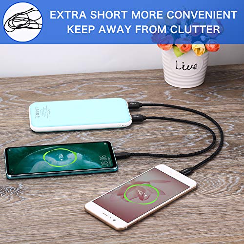 Short Usb Type C Cable,Oneker(1Ft 2-Pack) Portable Usb-C Charger Nylon Braided Fast Charging Cord Compatible Samsung Galaxy S10 S9 S8 Plus Note 9 8,Lg G5 G6 V20 30,Google Pixel 2 Xl,Power Bank (Black) #TOP4