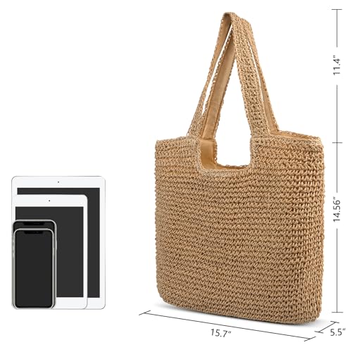 Image of Trifabricy Beach Bags for Women, Woven Straw Tote Bags,Large Beach Bag, Weaving Swim Shopping Travel Bag Waterproof