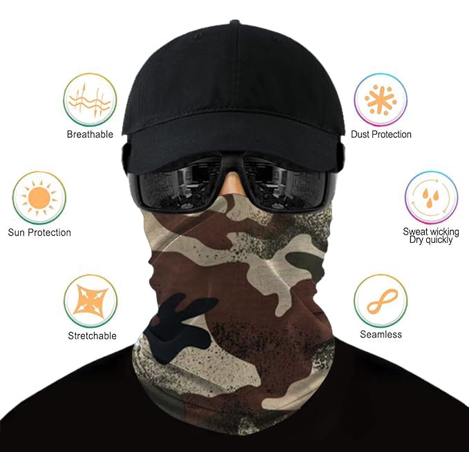 Image of 9-Pack Balaclava Face Mask for Men & Women - UV Protection Neck Gaiter, Multi-Use Cycling Mask & Breathable Headband