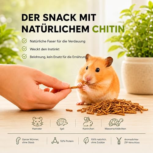 AF Mehlwürmer Vogelfutter Getrocknet 175g, 1,1L Mehlwürmer Getrocknet Wildvogel Amsel 52% Protein, Snack Natürlich für Igel, Rotkehlchen und Reptilien, 100% Natürlich ohne Zusätze mit Zip-4