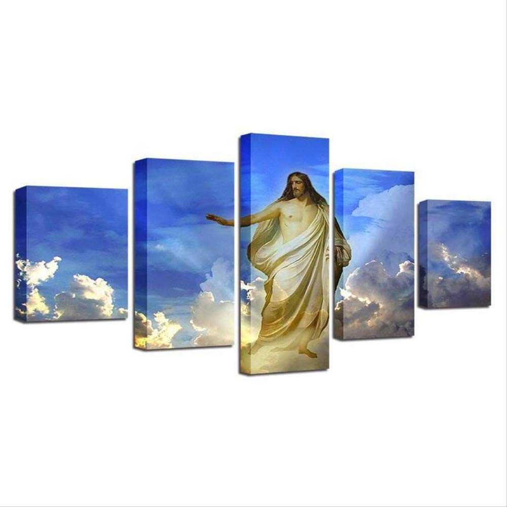 Pintura de Jesús en lienzo decorativo de 5 paneles para pared sin marco