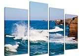Multi Split d'illustrations sur toile Art – Pierre Arches High Tide Waves Claquement de Coastal Mer Océan Bleu ciel Cliff – Art Depot Outlet – 4 panneaux – 101 cm x 71 cm (101,6 x 71,1 cm)