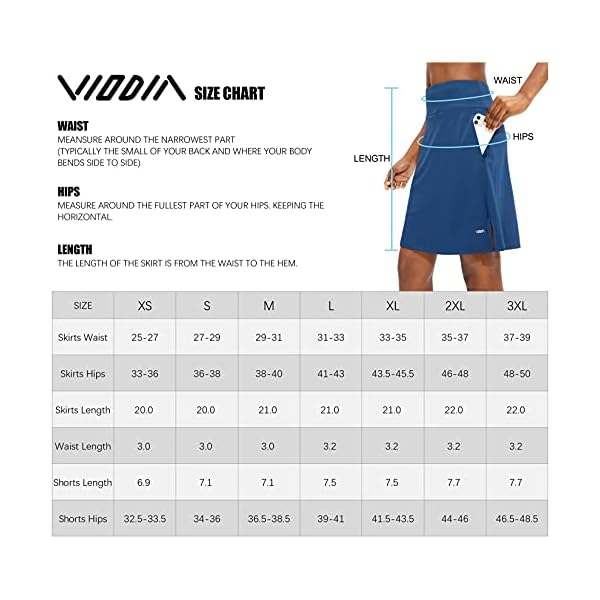 Viodia Women's 20" Knee Length Skorts Skirts Athletic Tennis Golf Skirt for Women Modest Sports Casual Summer Skirt with 5 Pockets Black