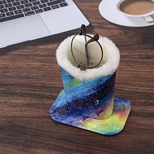 Image of 2 Pcs a Set, Plush Lined Eyeglasses Holder Stand Case Protective Glasses Case for Desks