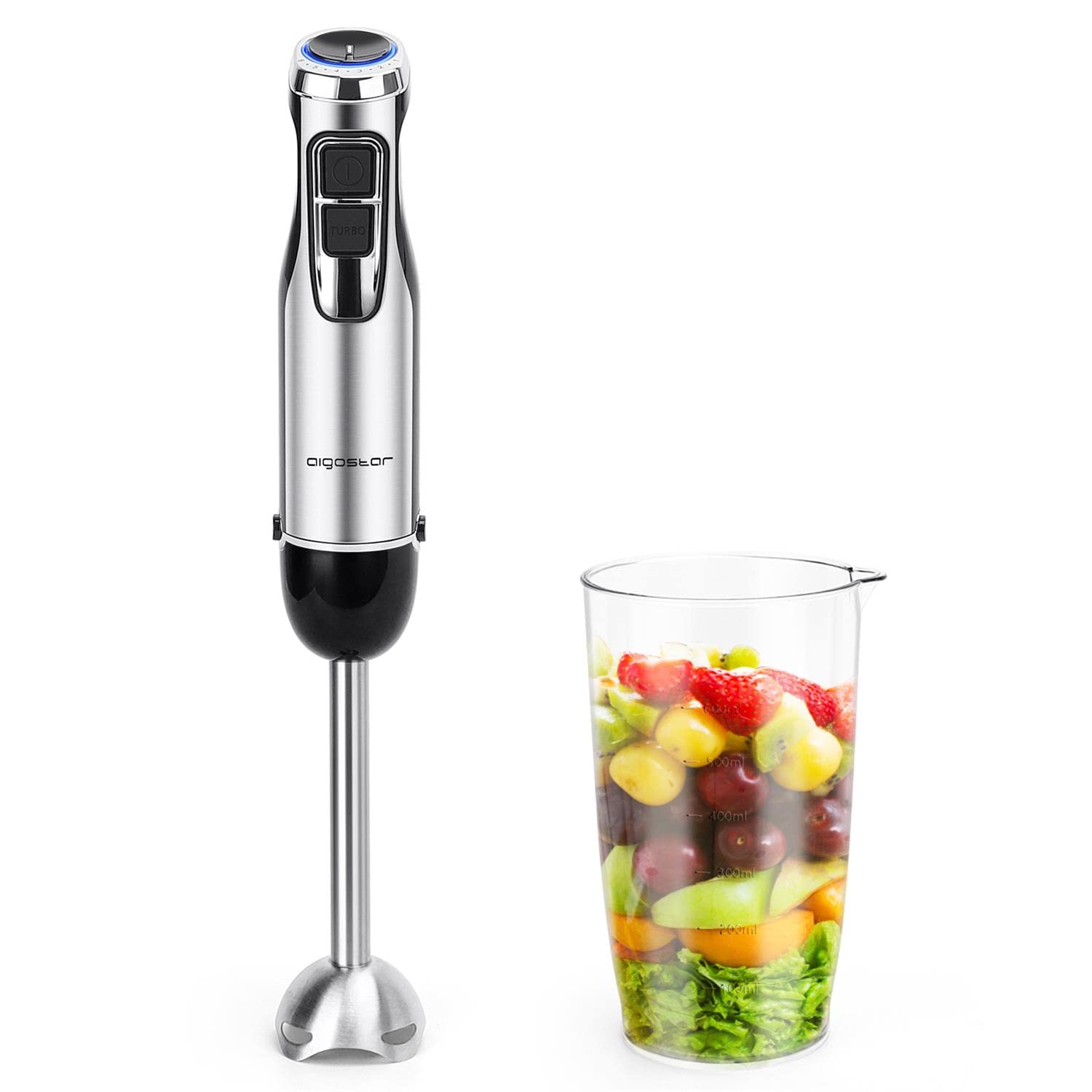 Buy Aigostar 1000W Hand Blender with 600ml Beaker, Food Blender with 6
