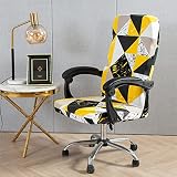 Lukery Housse de Chaise de Bureau Extensible, Couverture de Fauteuil de Bureau Rotatif Amovible Lavable, pour Chaise de Bureau Pivotante Ordinateur Gaming Universelle (Jaune,M)