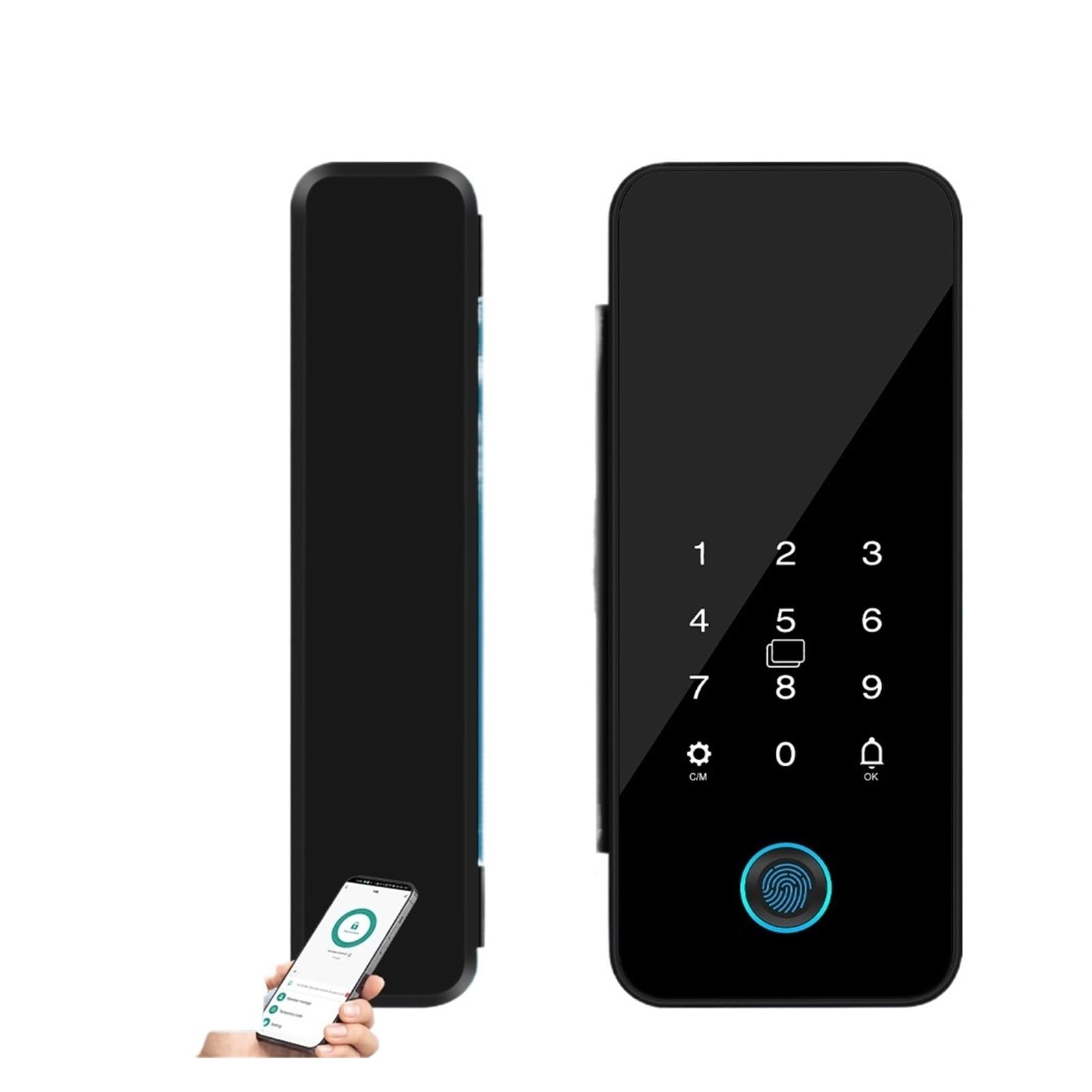 DIGNIFE Smart Door Lock, Fingerprint Glass Door Lock RFID IC Card Keyless Entry Office Electronic Smart Door Lock