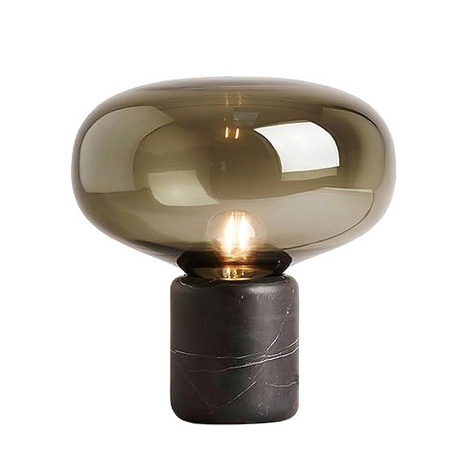 MESCXTY Modern Black Table Lamp,Desk Lamp with Glass Shade and Marble Base,Decor Bedside Nightstand for Bedroom Living Room(33x38cm(13x15inch), A)